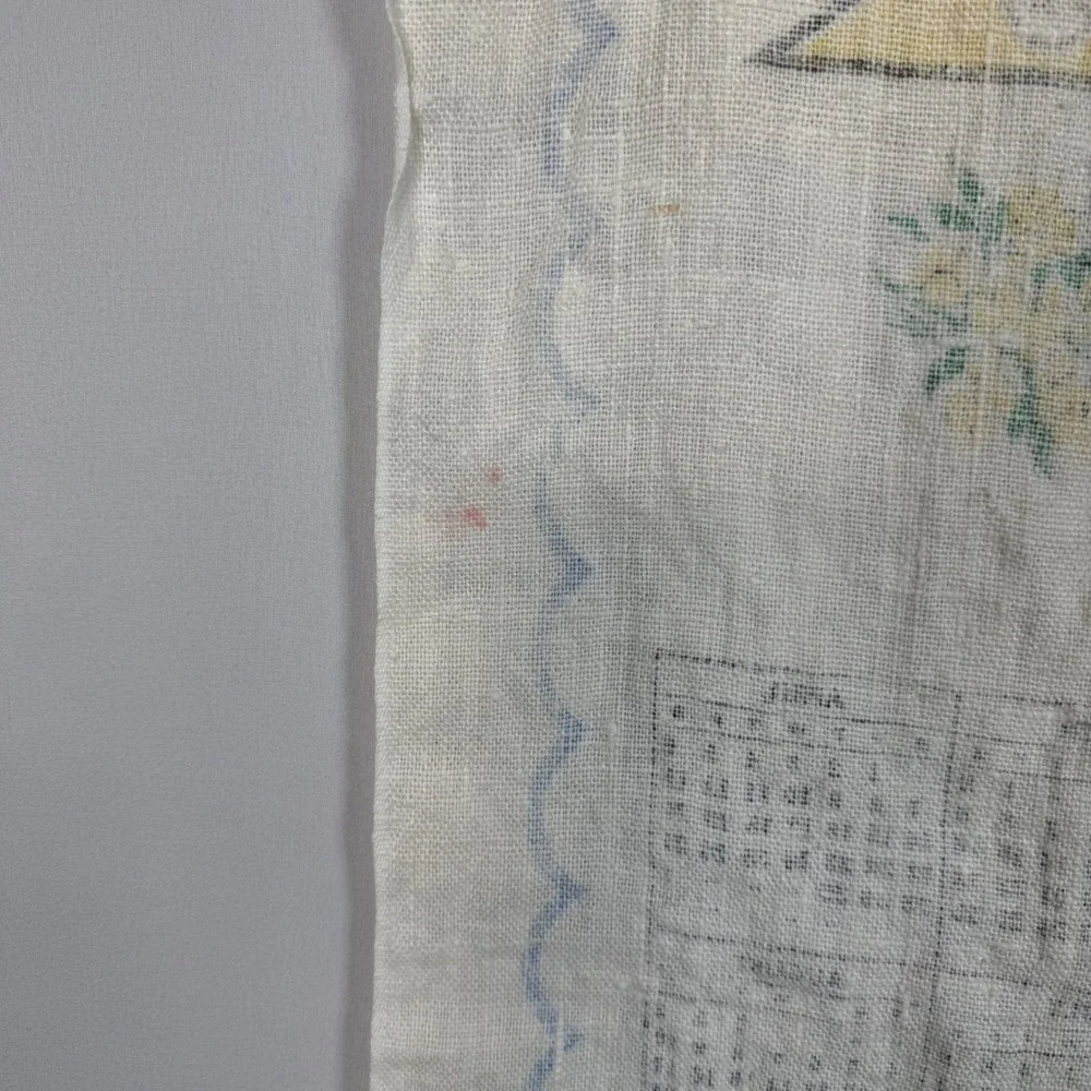 1963 Eastern Star OES Calendar Tea Towel Linen Burlap‎ Calendar Tapestry